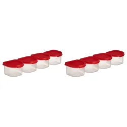 Solimo 250ml Storage Containers – Set of 8 (Light Red)