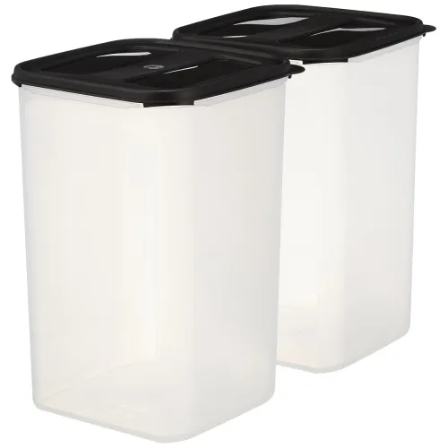 Image of Solimo 7.5L Square Modular Storage Containers – Set of 2, Black