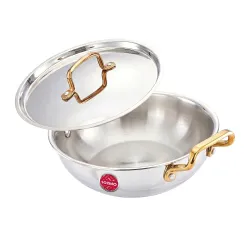 Solimo Triply Stainless Steel Kadhai with SS Lid 26cm 3.2L