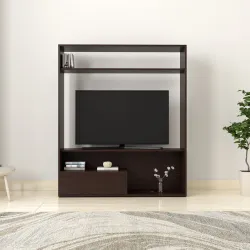 Amazon Brand - Solimo Truro Engineered Wood Entertainment Unit with 1 Drawer and 4 Shelves (Wenge Finish)