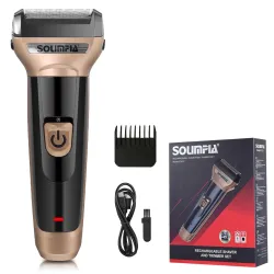 SOLIMPIA HT-672 3-in-1 Rechargeable Shaver Hair Clipper & Nose Trimmer Set, Beard & Moustaches Hair Machine Hair Clipper