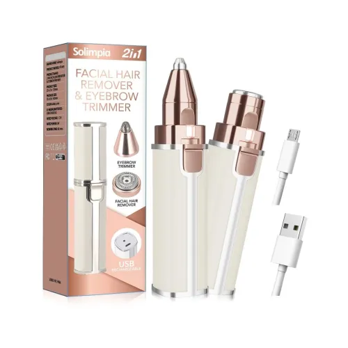 Image of SOLIMPIA Women's Facial Hair Remover 2-In-1 Epilator With Built-In Led Light And Usb Charging