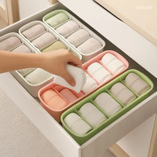 Image of Solitude 4 Pcs Wardrobe Innerwear Organizer for Socks