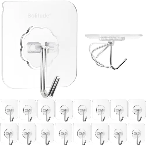 Image of Solitude PVC Self-Adhesive Wall Hooks -20Pcs
