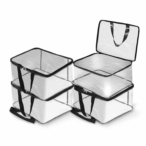 Image of SOLSTICE Pack of 4 Transparent Storage Bag for Saree