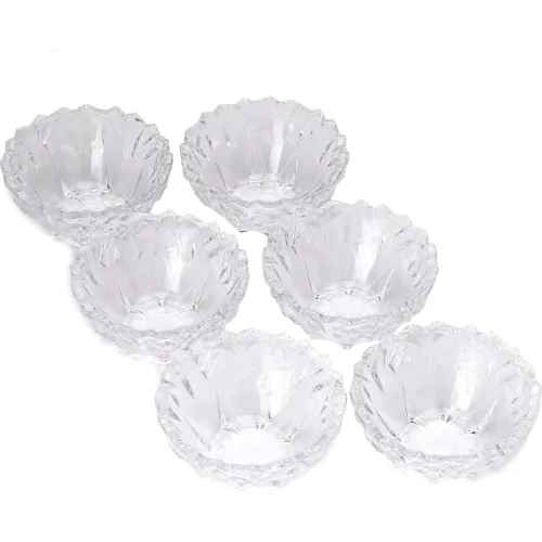 Image of Somil Beautiful Clear Glass Bowl, Ideal for ServingVegetable, Soup, Snacks, Lunch, Dinner 200 Ml, 11.5 X 11.5 X 5.5 Cm