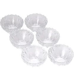 Somil Beautiful Clear Glass Bowl, Ideal for ServingVegetable, Soup, Snacks, Lunch, Dinner 200 Ml, 11.5 X 11.5 X 5.5 Cm