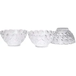 Somil Multi-Purpose Tableware Snack / Veritable Serving Bowl Set of 3, Glass, Clear, Round (Bowlt-F3.A)