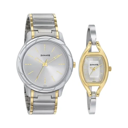 Image of Sonata Bandhan Quartz Analog Silver Dial Stainless Steel Strap Watch for Couple