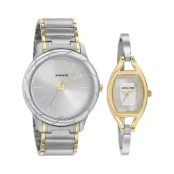 Sonata Bandhan Quartz Analog Silver Dial Stainless Steel Strap Watch for Couple