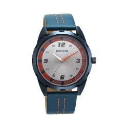 Sonata Blues Quartz Analog Two Toned Dial Metal Strap Watch for Men-7149QL01
