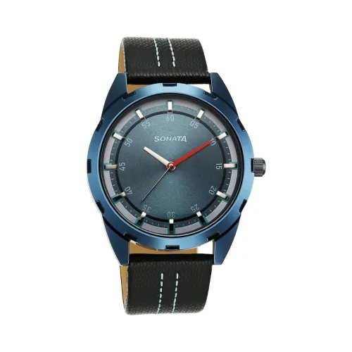 Image of Sonata Blues Quartz Analog Blue Dial Metal Strap Watch for Men