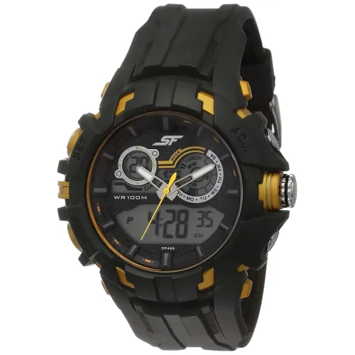 Image of Sonata Men SF Quartz Analog Digital Green Dial Plastic Strap Watch-NP77045PP05