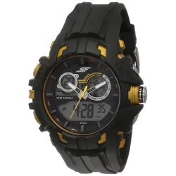 Sonata Men SF Quartz Analog Digital Green Dial Plastic Strap Watch-NP77045PP05