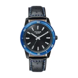 Sonata Poze 7 Analog Black Dial IP Black + Blue Stitch Watch for Men 