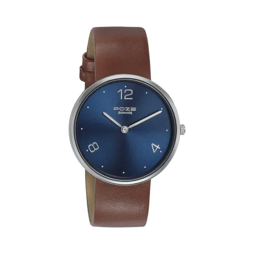 Image of Sonata Poze Quartz Analog Blue Dial Leather Strap Watch 
