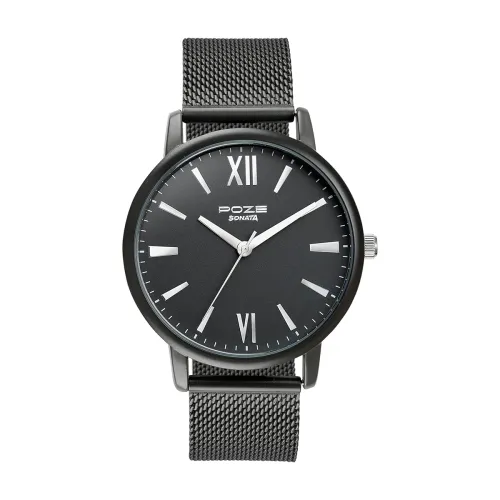 Image of Sonata Poze Quartz Analog Black Dial Mesh Strap Watch for Men-
