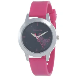Sonata Quartz Analog Black Dial Pink Plastic Strap Watch for Women