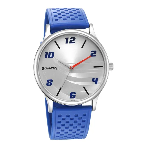 Image of Sonata RPM Silver Dial Plastic Strap Analog Watch for Men