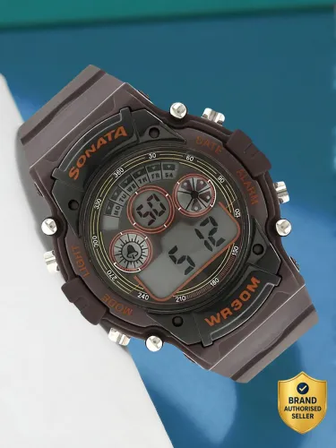 Image of Sonata SF Digital Brown Strap Watch