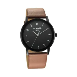 Sonata Sleek Black Dial Analog Watch