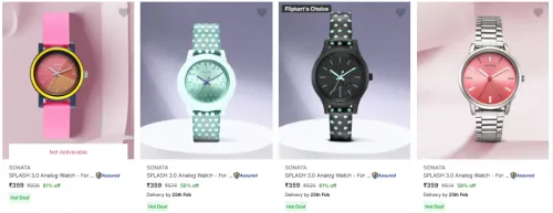 Image of SONATA SPLASH Analog Watch - For Women at Minimum 50% Discount 