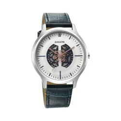 Sonata Unveil Quartz Silver Dial Leather Strap Watch for Men