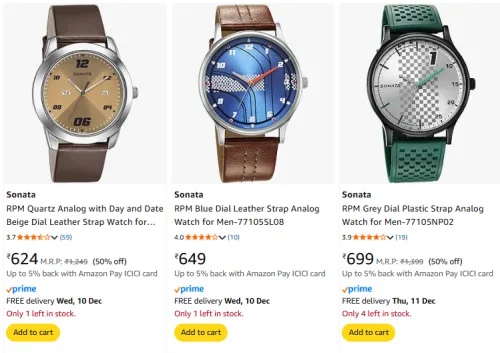 Image of Sonata Watch at Minimum 50% Discount