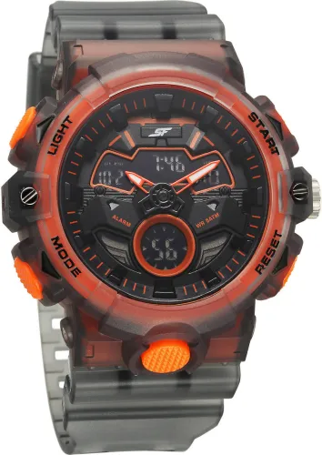 Image of SONATA Analog-Digital Translucent orange Dail With Grey Plastic Strap Analog-Digital Watch - For Men
