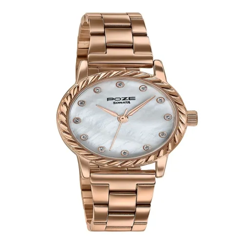Image of Sonata Women Poze 8 Quartz Analog MOP White Dial Watch - SP80177WM01W