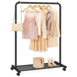 SONGMICS Alloy Steel Clothes Rack, Freestanding Garment Hanger with 2 Locking
