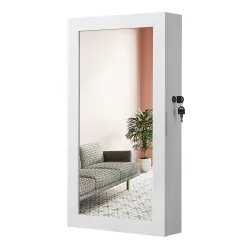 SONGMICS UJJC51WT Lockable Jewelry Cabinet Armoire