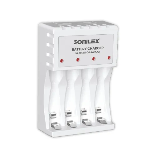 Image of Sonilex AA & AAA Battery Charger, 4-Slot LED Smart Charger