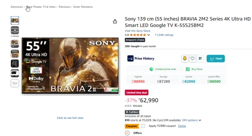 Image of Sony 139 cm (55 inches) 4K Ultra HD Smart LED Google TV 