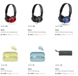 Sony Speaker, Headphones & Earbuds @ Up to 50% Discount + 15% Coupon Discount