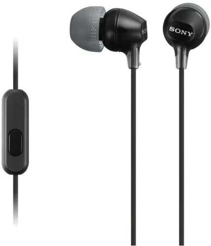 Image of Sony EX15AP Tangle Free wire with Mic, in-Line Remote for Volume Wired Headset (Black, In the Ear)