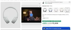 Sony WH-CH520/WZ IN Bluetooth Headset 