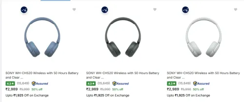 Image of SONY Wireless Headphones at minimum 50% Discount