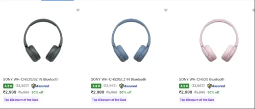 Image of Sony Wireless Headphones at minimum 50% Discount