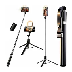 SOOPII K9 Selfie Stick Tripod With Light, 67 inch /170CM Reinforced Tripod for Mobile Phone, Multi-Functional Bluetooth 