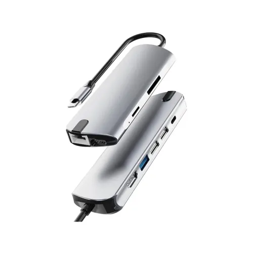 Image of SOOPII USB C HUB, 8in1 USB C Adapter with 4K HDMI, 100W PD, USB C Port, USB 3.0, RJ45 Ethernet, SD/TF Card Reader, Docki