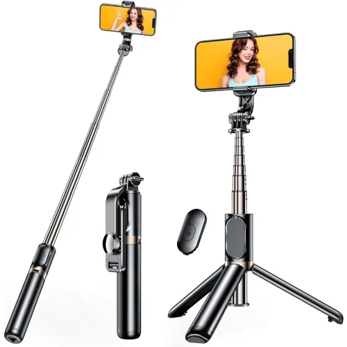 Image of SooPii Bluetooth Selfie Stick Tripod for Phones & Action Cameras – Extendable, Foldable, 360° Rotation, with Detachable 