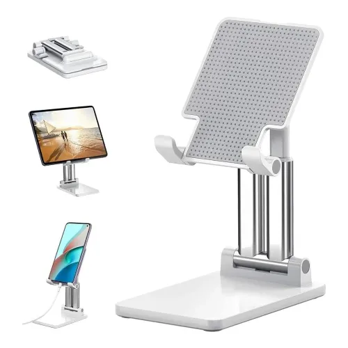 Image of SOOPII Desktop Premium A Quality 360° Rotating Mobile Phone Stand Tablet Stand Tab Stand White Mobile Holder Heavy Base 