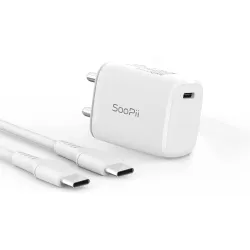 SooPii PD10 20W PD Fast Wall Charger with Type-C to Type-C Cable | Smart IC Protection, Auto Detection & Corrosion Resistant Pins | Compatible with All PD Supported Devices (2 PD10 Cables)