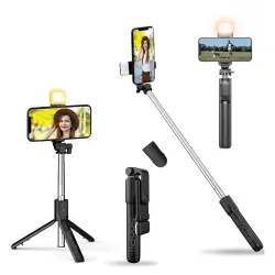 SooPii Selfie Stick Tripod with Fill Light, 7.5-28inch Phone Tripod Stand with Wireless Remote, 3 in 1 Multifunctional Extendable Selfie Stand, Gimbal Mobile Stick Perfect for Selfies/Live S...