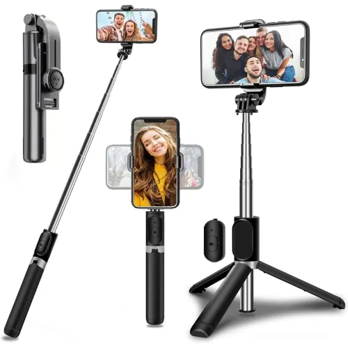 Image of SOOPII Selfie Stick Tripod with Bluetooth Remote, Extendable Aluminium, 360-Degree Rotation, Universal Smartphone Compat