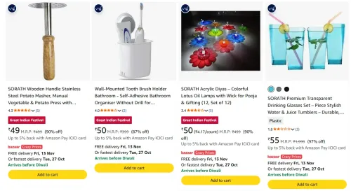 Image of Sorath Home & Kitchen Products upto 97% Discount