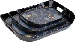 Sorath premium plastic Era Serving Tray Set of 3 Honeycomb Design Tray  (Pack of 3)