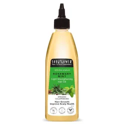 Soulflower Rosemary Mint Light Hair Oil | Hair Growth, Hair Fall Control, Dandruff & Split Ends | With Amla, Argan, Cast