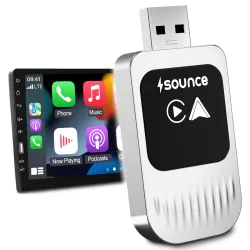 Sounce 2-in-1 Wireless Car Adapter – Converts OEM Wired Android Auto & Apple CarPlay to Wireless, Compact Plug-and-Play 